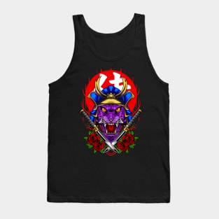 Samurai Wolf - Blue Kabuto Tank Top